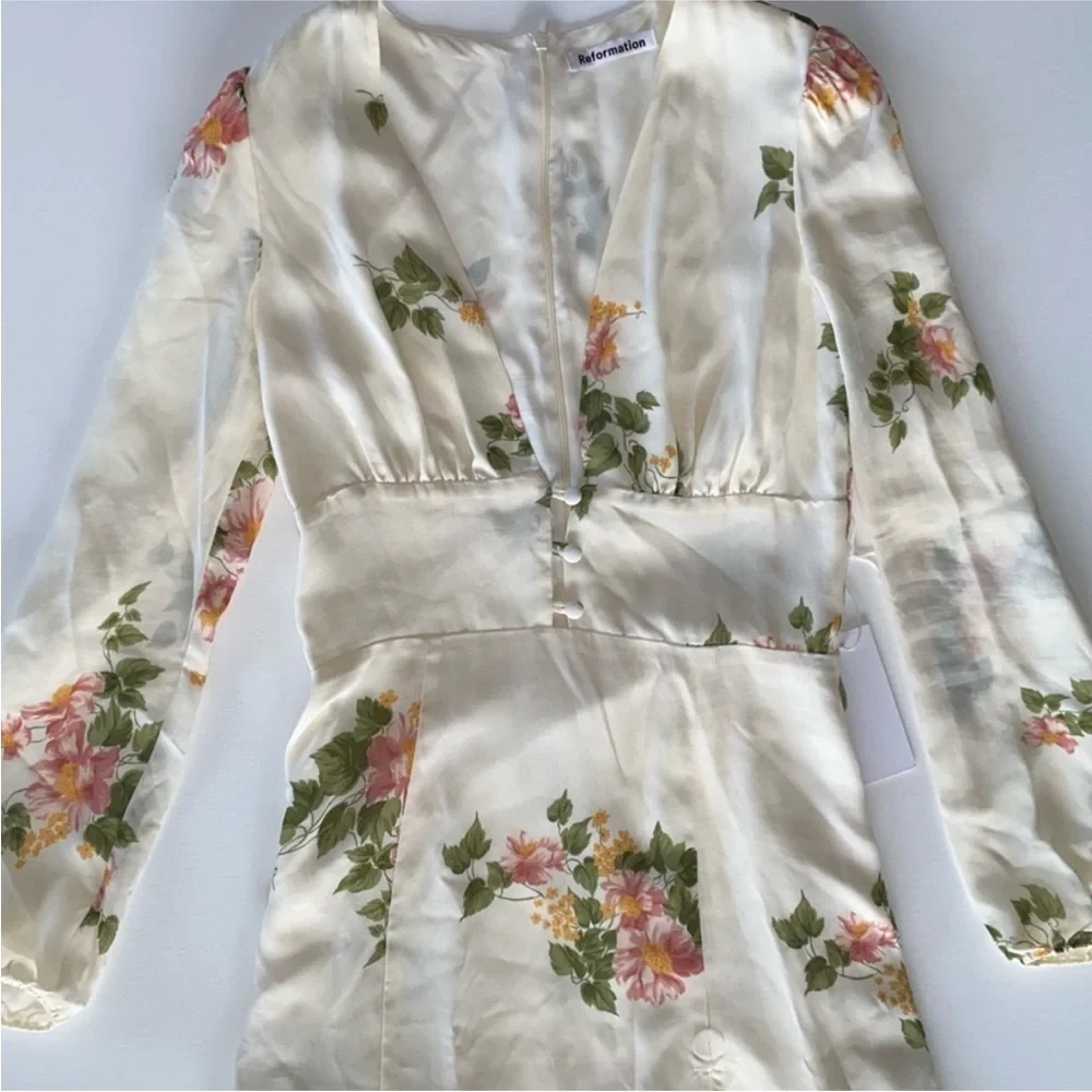 REFORMATION LORNE FLORAL LONG SLEEVE MIDI DRESS, SIZE:10 - Picture 3 of 7